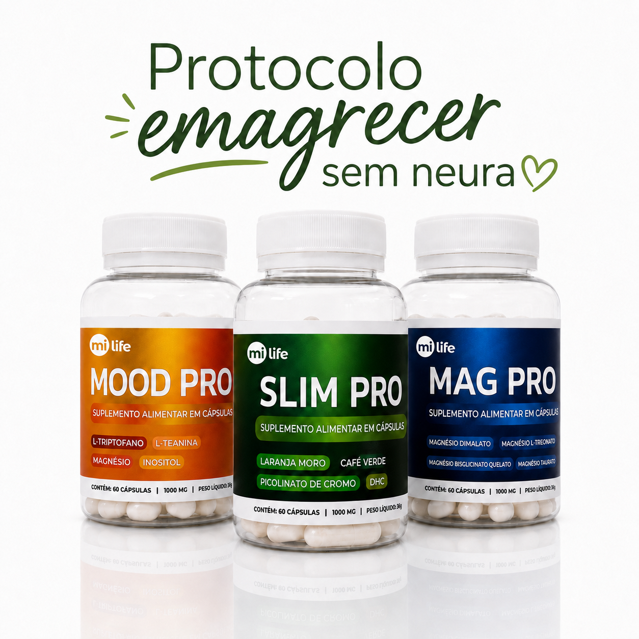 Kit Emagrecer | Slim Pro + Mood Pro + Mag Pro 60 caps