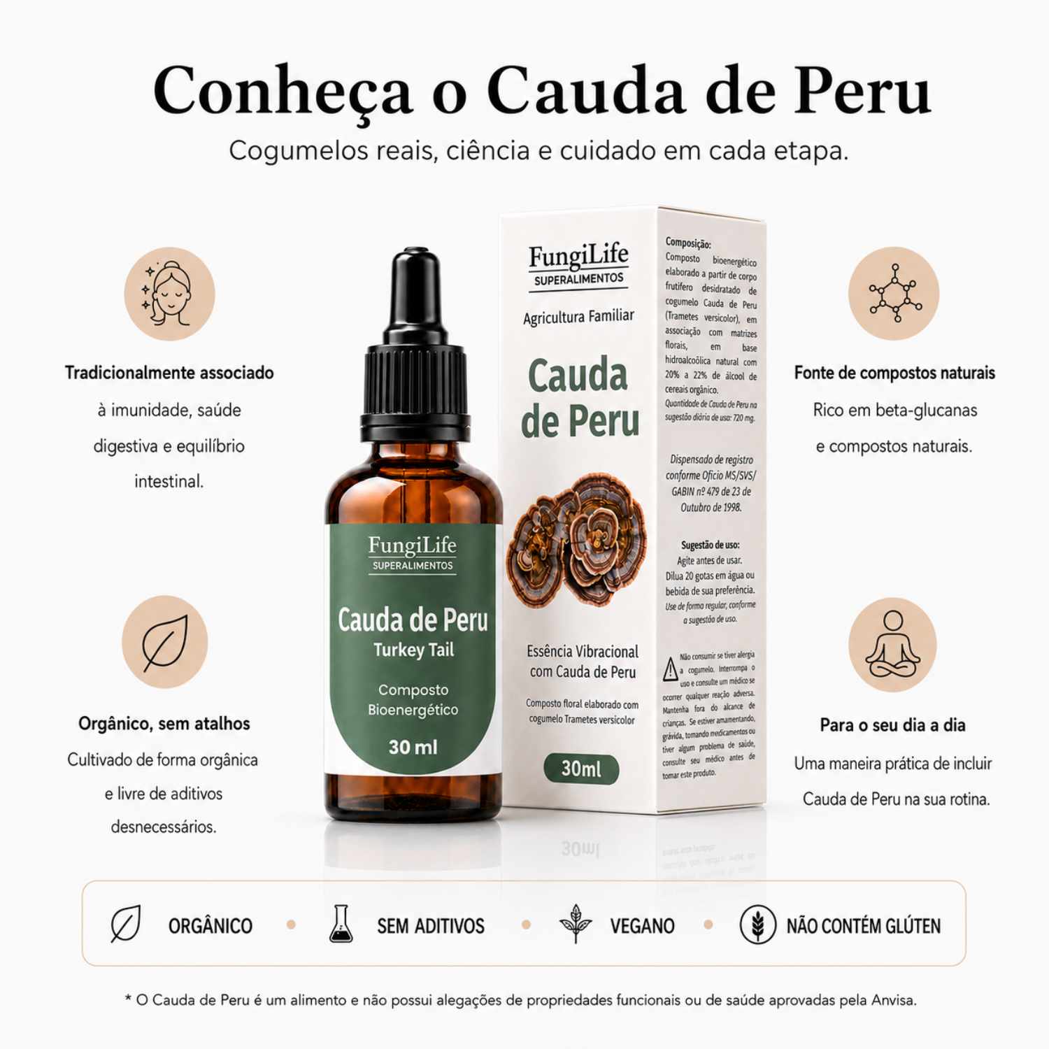 Cogumelo Cauda de Peru | Extrato Líquido 30ml