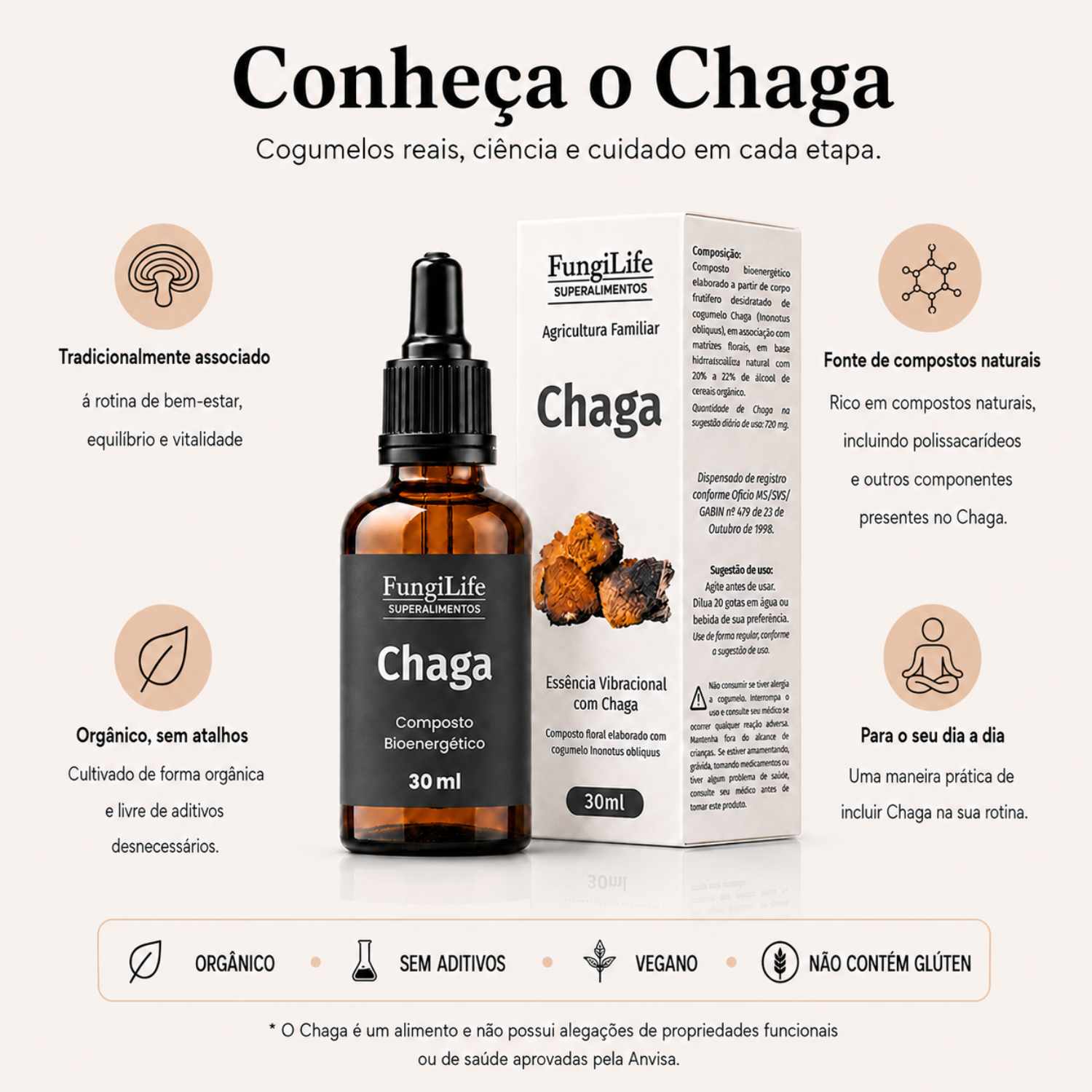 Cogumelo Chaga | Extrato Líquido 30ml