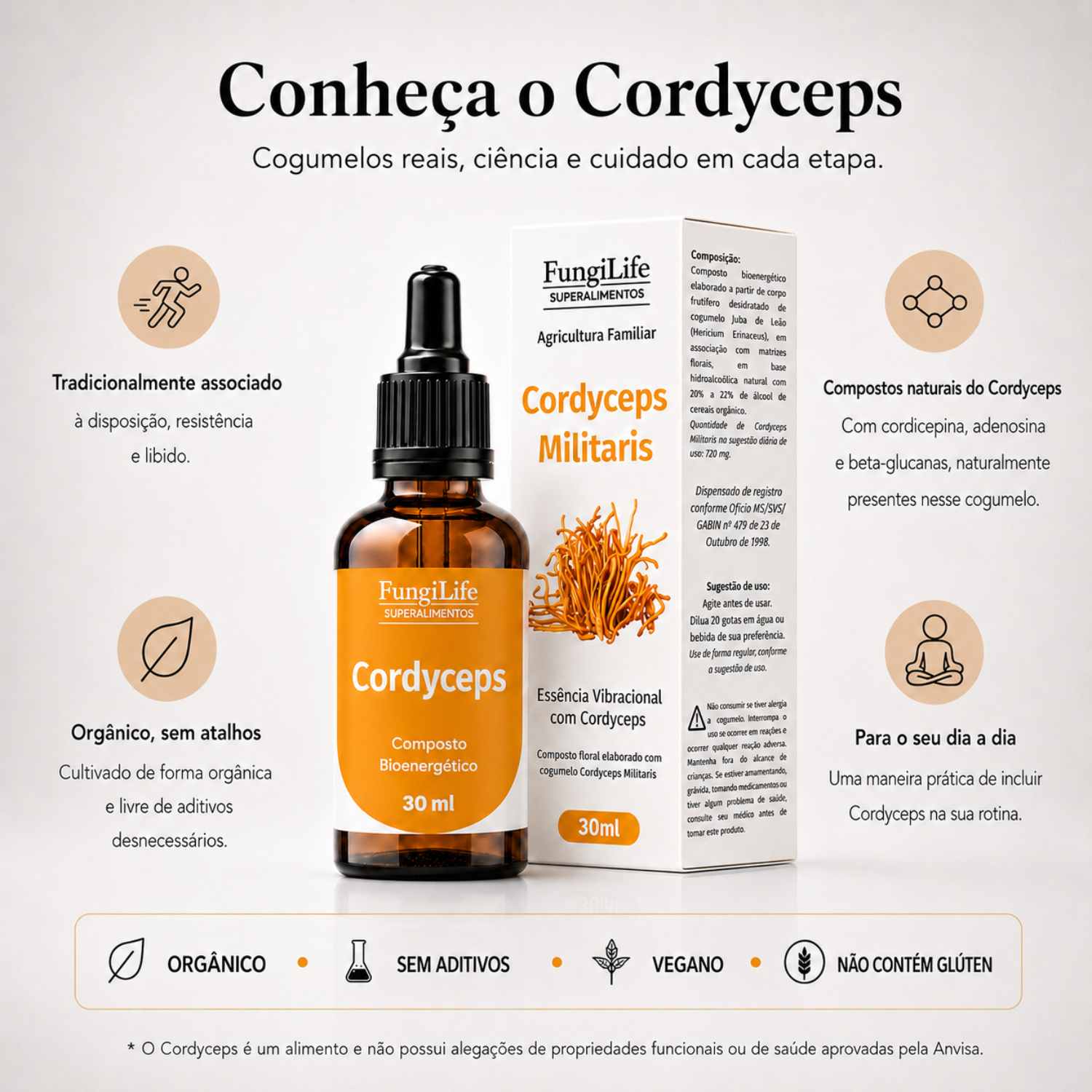 Cogumelo Cordyceps Militaris | Extrato Líquido 30ml