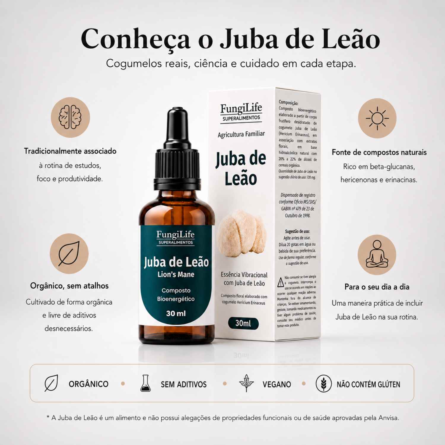 Cogumelo Juba de Leão | Extrato Líquido 30ml