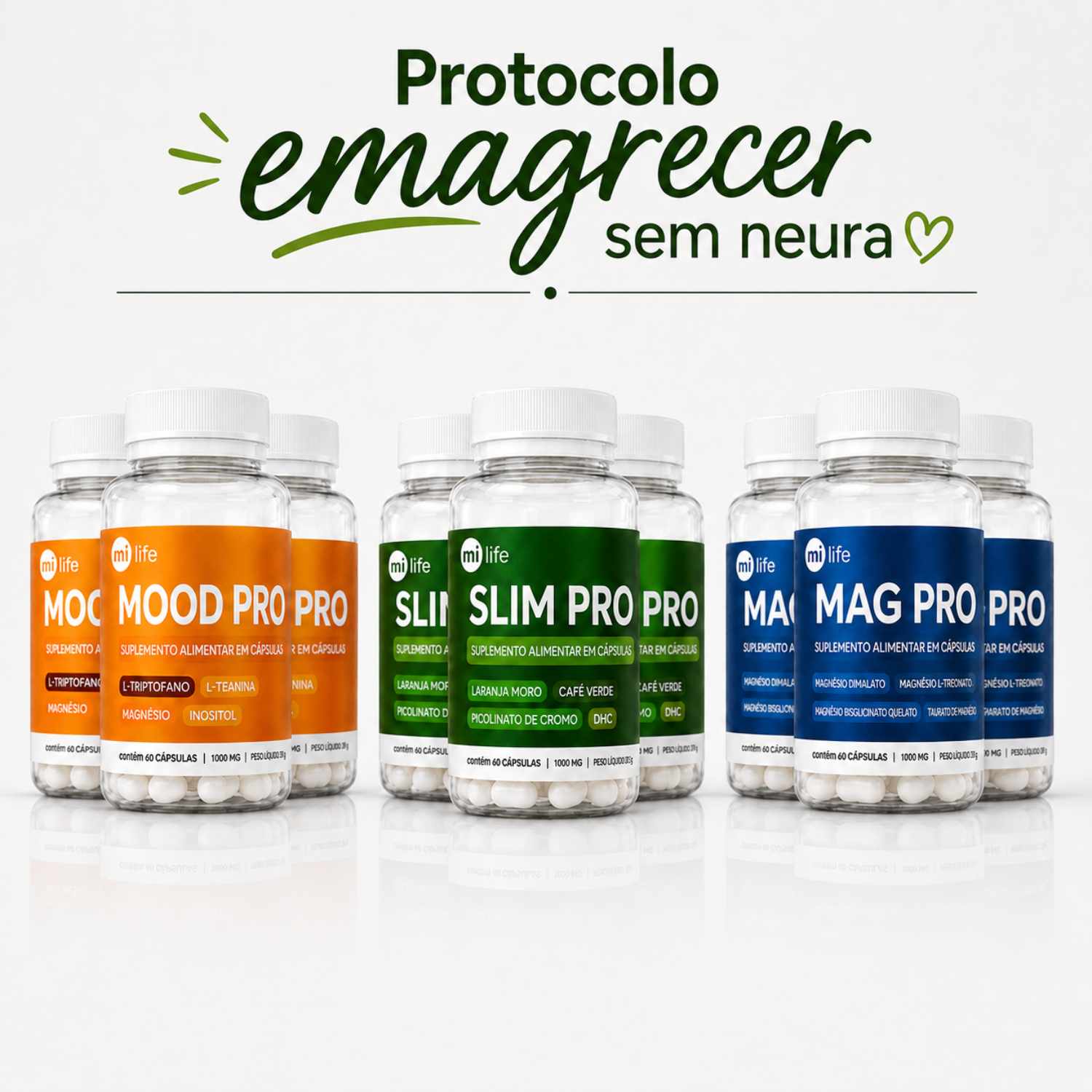 Kit Emagrecer | Slim Pro + Mood Pro + Mag Pro 60 caps